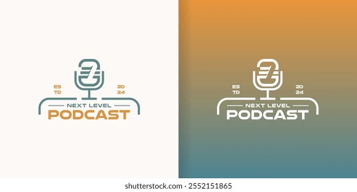 Plantilla de Vector de diseño de logotipo moderno de podcast Next Step