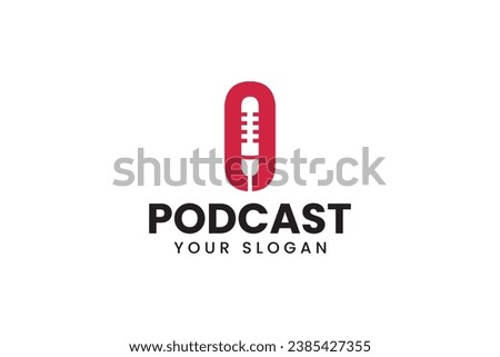 podcast with number 0 and microphone shape logo design for professional business