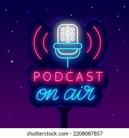 Podcast On Air Neon Street Billboard Stock Vector (Royalty Free ...