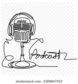 podcast, mano de una sola línea continua 