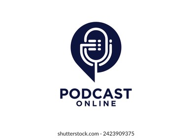 Podcast online logo design creative unique concept 