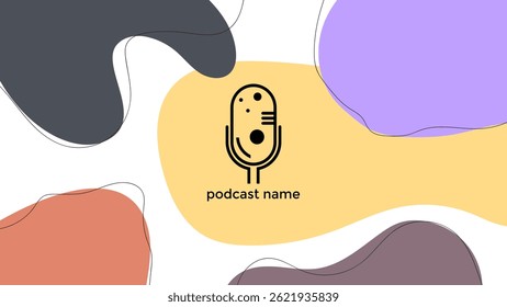 PODCAST PASTEL BACKGROUND COLORFUL WITH HAND DRAWN ORGANIC SHAPES COLOR SIMPLE TEMPLATE DESIGN VECTOR. GOOD FOR COVER DESIGN, BANNER, WEB,SOCIAL MEDIA