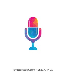 Podcast pill capsule vector logo template illustration. Podcast and capsule logo design template	