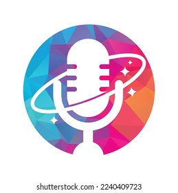 Podcast planet vector logo design. Creative space podcast logo design.