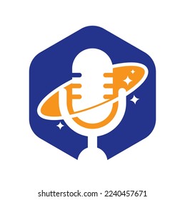 Podcast planet vector logo design. Creative space podcast logo design.