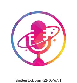 Podcast planet vector logo design. Creative space podcast logo design.