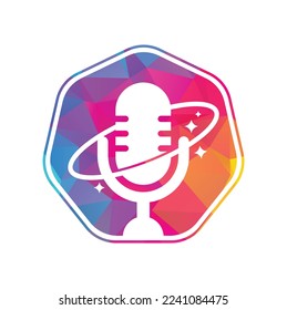Podcast planet vector logo design. Creative space podcast logo design.
