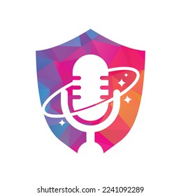 Podcast planet vector logo design. Creative space podcast logo design.