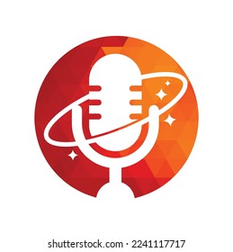 Podcast planet vector logo design. Creative space podcast logo design.