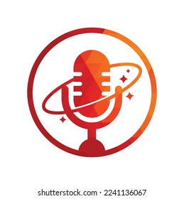 Podcast planet vector logo design. Creative space podcast logo design.