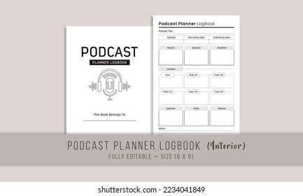 
Podcast Planner LogBook KDP Interior Template