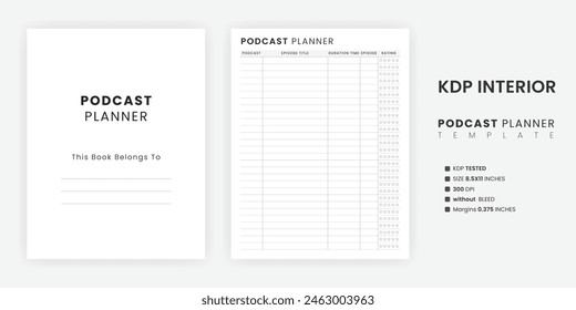 Podcast Planner Logbook, Podcast notebook, Podcast Episode Template Printable