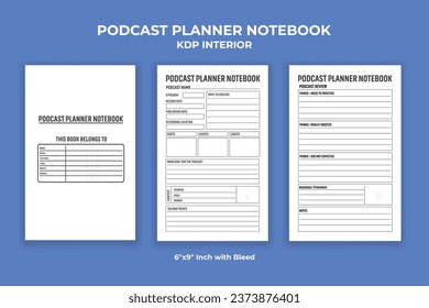 Podcast Planner Notebook KDP Interior