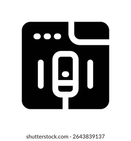 ícone de glifo da plataforma de podcast. Ícone vetorial forte e sólido para sites, interfaces móveis, apresentações e marca visual. Alta qualidade e fácil de editar.