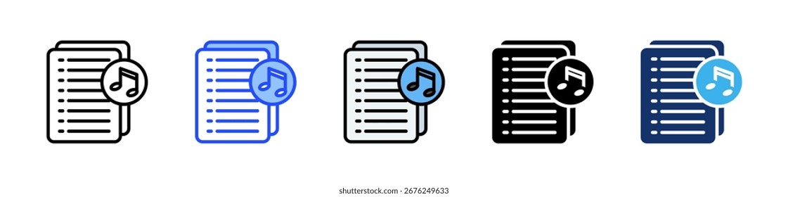 Coleção De Ícones Da Lista De Reprodução De Podcasts Com Vários Estilos
