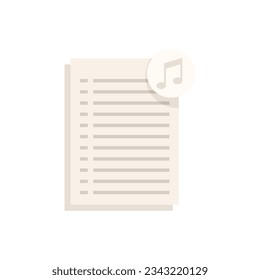 Vector plano de icono de lista de reproducción de podcast. Canción musical. Aplicación móvil aislada