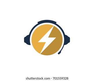 Podcast Power Icon Logo Design Element