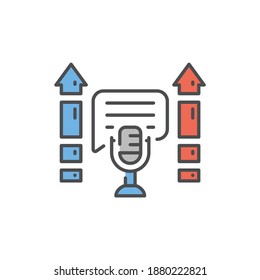 Podcast promotion color line icon. Podcasting. Editable stroke.