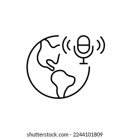 Podcast or radio with global coverage. Pixel perfect, editable stroke icon
