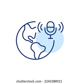 Podcast or radio with global coverage. Pixel perfect, editable stroke line icon