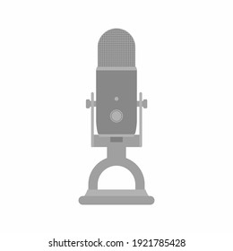 Podcast Radio Icon Illustration. Blue Yeti Microphone Record Studio Devices. News, Radio And Television Broadcasting Isolated Design Element. Podcast, Media And Entertainment Theme