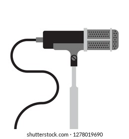 Podcast radio icon illustration. Vintage studio microphone. Webcast audio record concept logo.