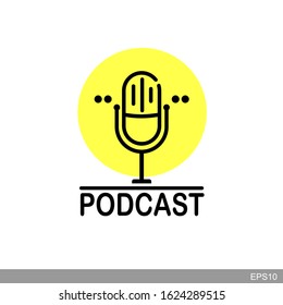Podcast radio icon illustration. Webcast audio record concept logo.