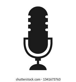Podcast radio icon vecor on white background. Studio table microphone .