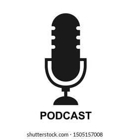 Podcast radio icon vecor on white background. Studio table microphone