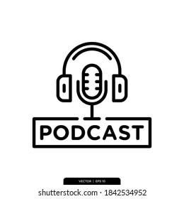 Podcast Radio icon vector logo template in trendy style