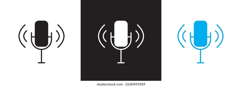 Podcast radio icon .   Vector for websites, mobile interfaces, logp, presentations, banner, visual branding etc. Vector illustration. isolated on white and black background. EPS 10