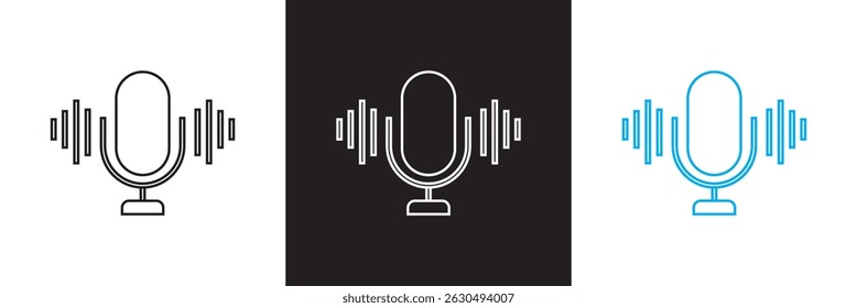 Podcast radio icon .   Vector for websites, mobile interfaces, logp, presentations, banner, visual branding etc. Vector illustration. isolated on white and black background. EPS 10