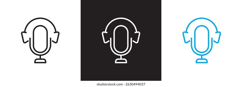 Podcast radio icon .   Vector for websites, mobile interfaces, logp, presentations, banner, visual branding etc. Vector illustration. isolated on white and black background. EPS 10