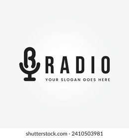 Podcast Radio Logo design On Letter R Design Using Microphone Template vector illustration