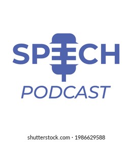 Podcast or Radio Logo Design. Speech Podcast with Hidden E Letter.