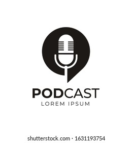 Podcast or Radio Logo design using Microphone and Bubble chat or talk icon
