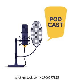 Podcast or radio logo design using microphone