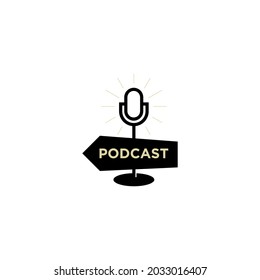 Podcast- oder Radio-Logo-Design mit Mikrofon   Symbol