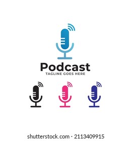 Podcast or Radio Logo design using Microphone and Bubble chat or talk icon.