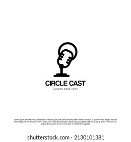Podcast or Radio Logo design using Microphone and circle icon