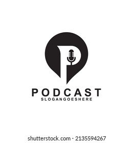 Podcast or Radio Logo design using Microphone, Emblem, Design Concept, Creative Symbol, Icon