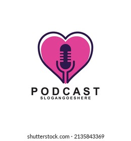 Podcast or Radio Logo design using Microphone, Emblem, Design Concept, Creative Symbol, Icon