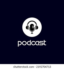 Podcast or Radio logo design using Microphone and Bubble chat or talk icon vector design.