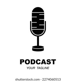 Podcast or Radio Logo design using Microphone and Headphone icon with slogan template