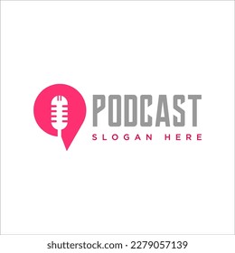 Podcast or Radio Logo design using Microphone and Bubble chat or talk icon