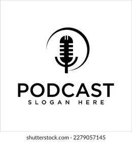 Podcast or Radio Logo design using Microphone and Bubble chat or talk icon