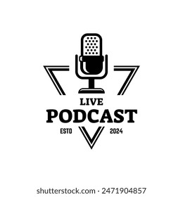 Podcast or Radio Logo design using Microphone icon