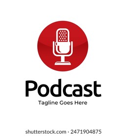 Podcast- oder Radio-Logo-Design mit Mikrofonsymbol