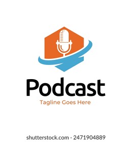 Podcast or Radio Logo design using Microphone icon