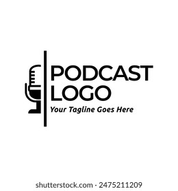 Podcast or Radio Logo design using Microphone icon